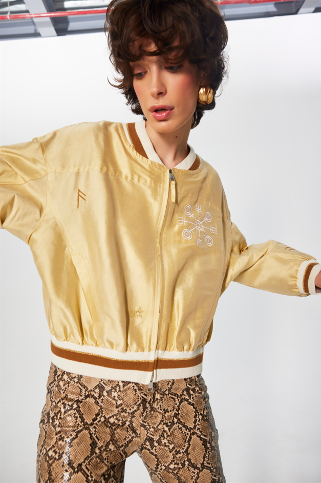 Gold bomber jacket online