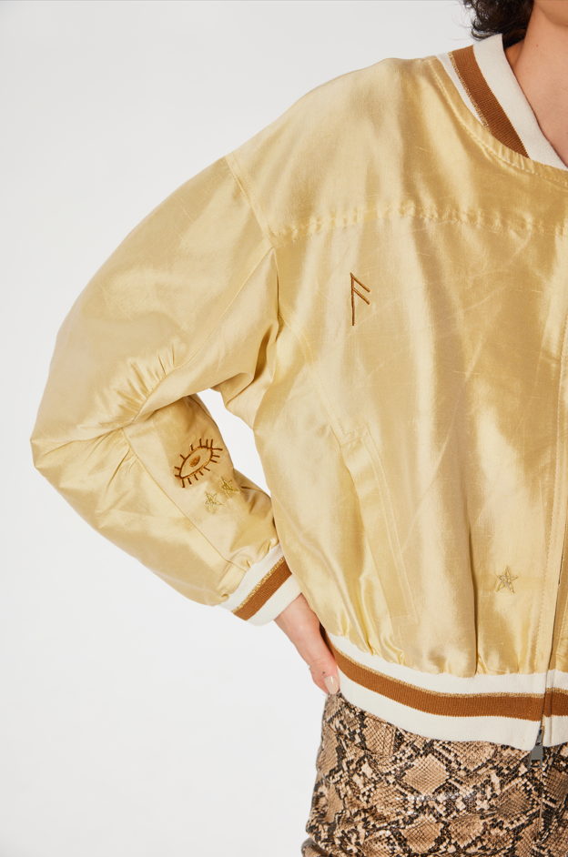 THE WAVE CROPPED BOMBER JACKET