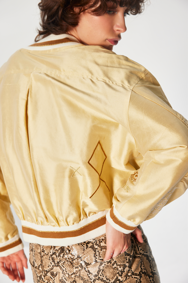 THE WAVE CROPPED BOMBER JACKET